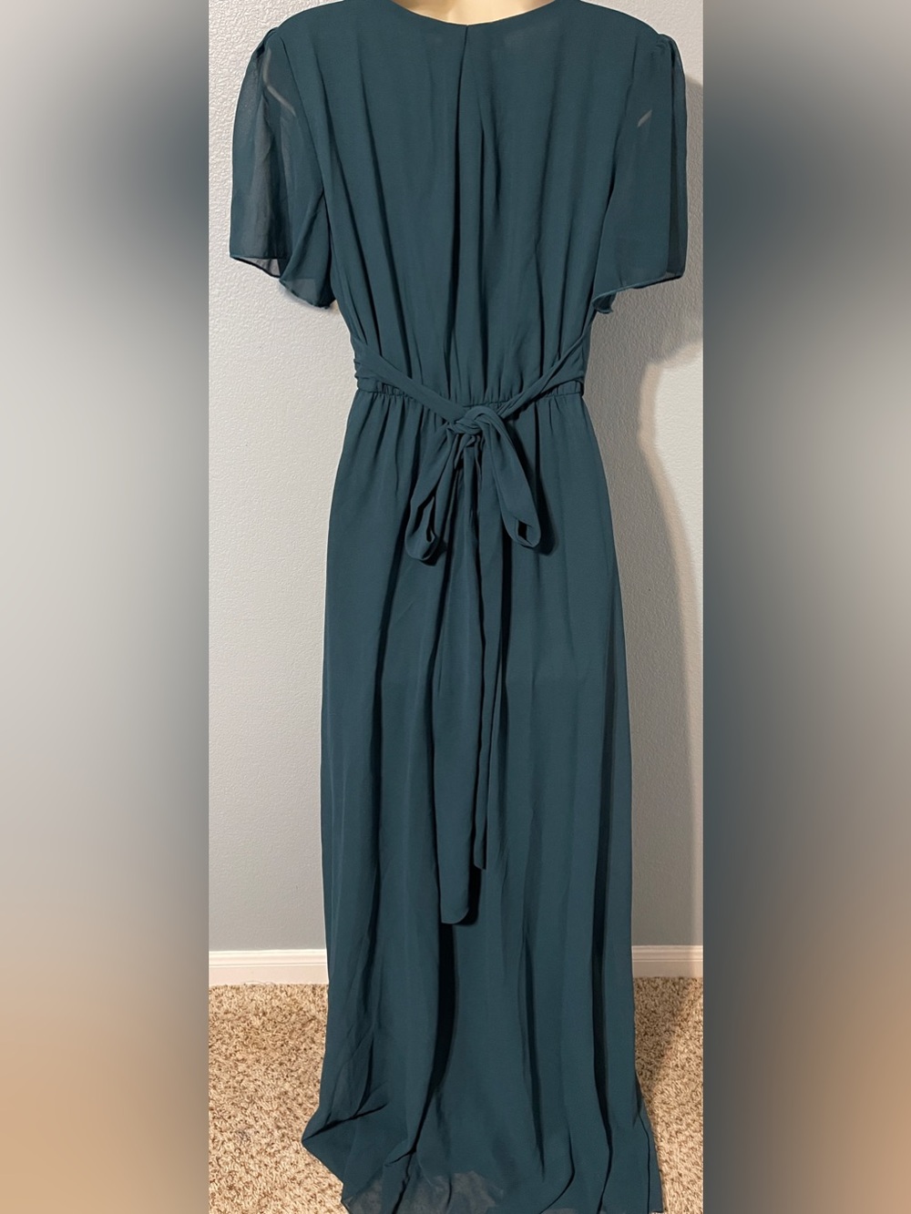 Baltic Born Teal Maxi Dress Flutter Sleeve Tie Waist Formal Boho Party Medium - Picture 3 of 9